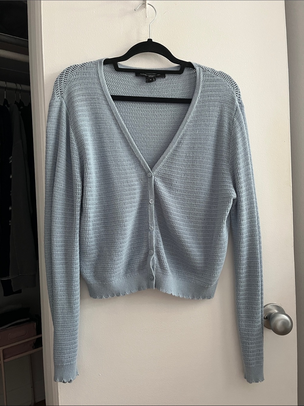 100% cotton blue cardigan